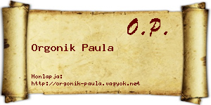Orgonik Paula névjegykártya